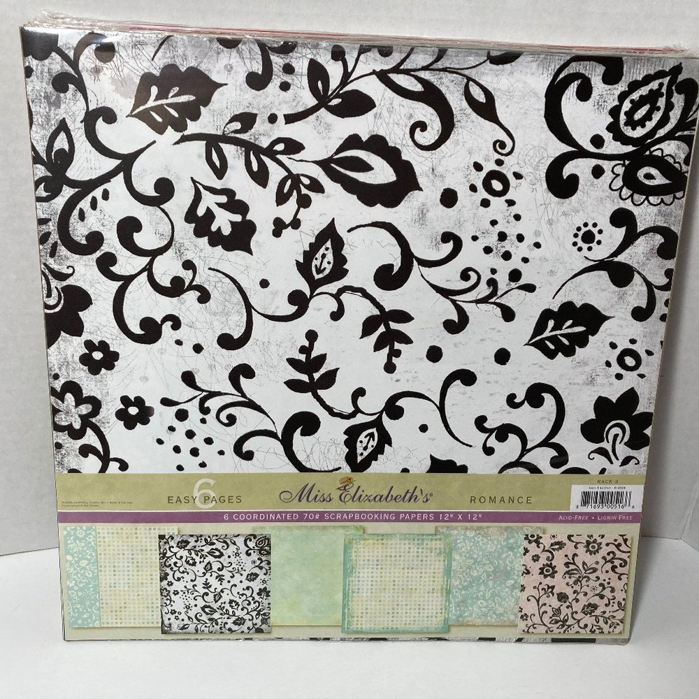 Scrapbook Paper 12 x 12 6 Pack Romance Miss Elizabeth's